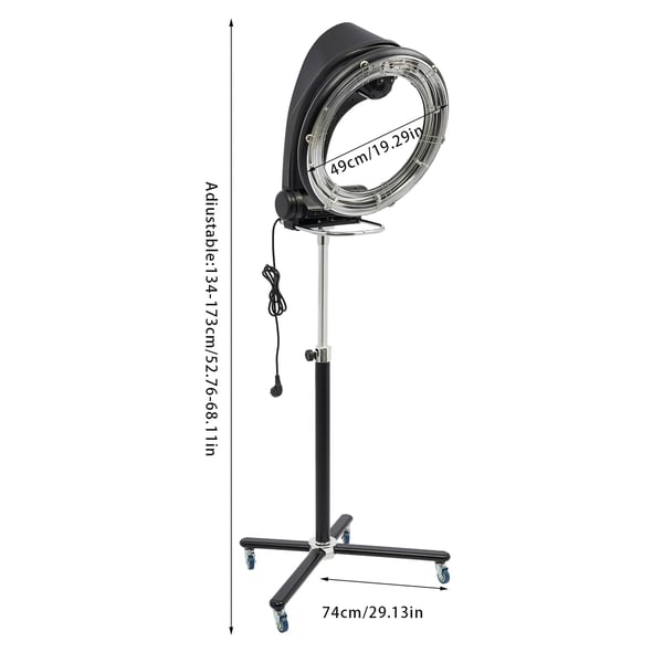 Salon hårtørrer & hårsteamer 3-i-1, roterende infrarød, 950 W, 6 tilstande, sort