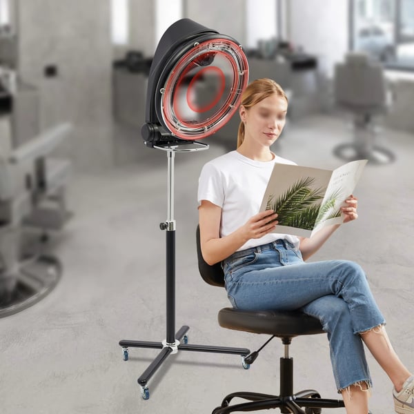 Salon hårtørrer & hårsteamer 3-i-1, roterende infrarød, 950 W, 6 tilstande, sort