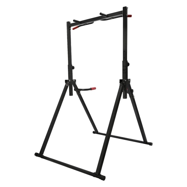 Pull-up-stång & dipsställning - Fristående stativ - Justerbar höjd 1,75–2,3 m - Max 200 kg - Kolstål - Storlek 1,16×1,33 m - Svart