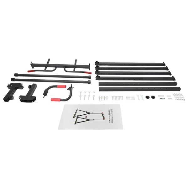 Pull up bar & dipstation - Fritstående stativ - Justerbar højde 1,75–2,3 m - Max 200 kg - Kulstofstål - Størrelse 1,16×1,33 m - Sort