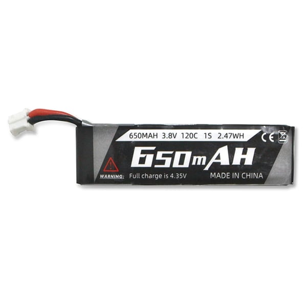 FPV Tiny Whoop dronebatteri - 1S HV LiPo - 3,8V 650mAh - PH2.0-stik - Til RC racerdrone - 1 stk - Sort