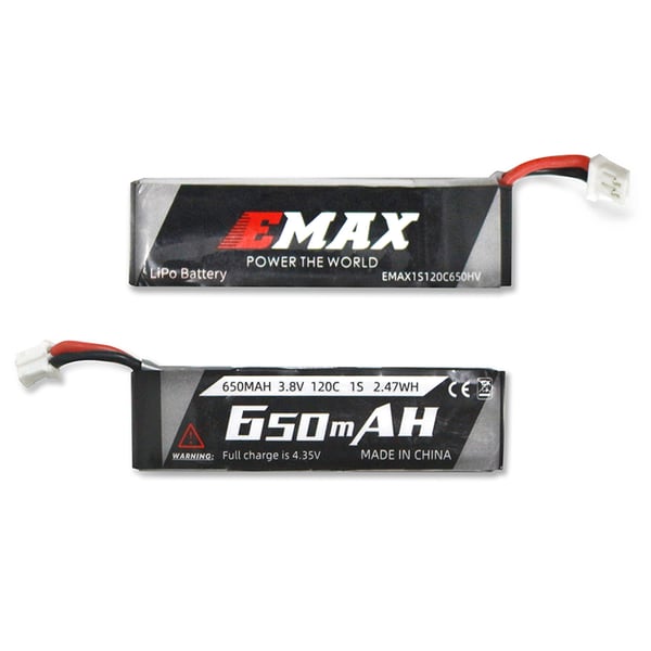 FPV Tiny Whoop dronebatteri - 1S HV LiPo - 3,8V 650mAh - PH2.0-stik - Til RC racerdrone - 1 stk - Sort