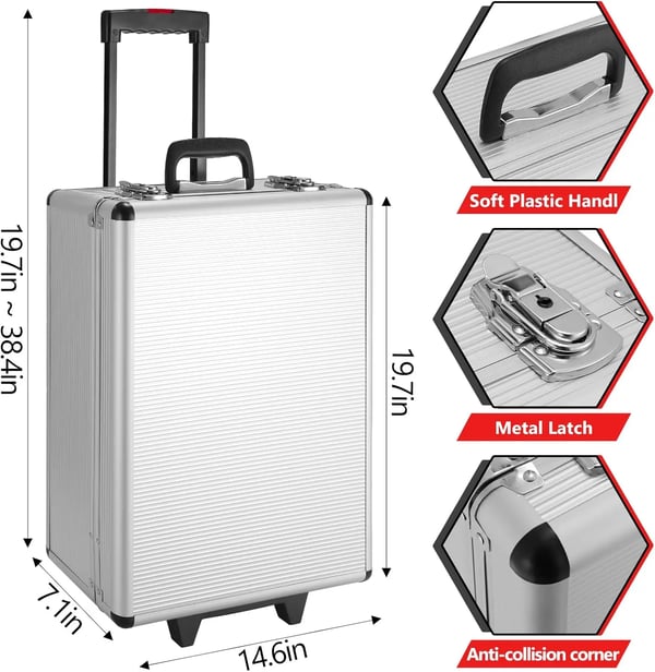 Mekaanikon työkalusarja - KL-799 hylsy- ja räikkäsarja - 799 osaa - Metalli - Työkalulaukku pyörillä - Auto- ja kotikorjauksiin - 50×37×18 cm