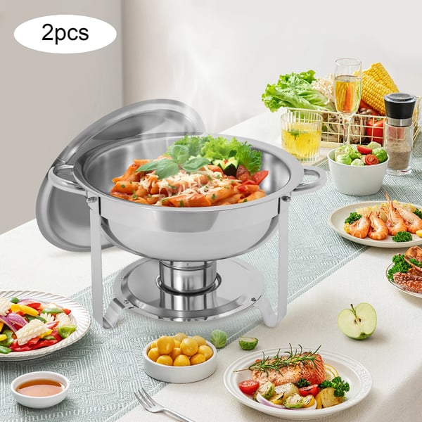 Buffetlämmitin, chafing dish -setti 4,5 l, punainen, ruostumatonta terästä, alkoholipolttoinen