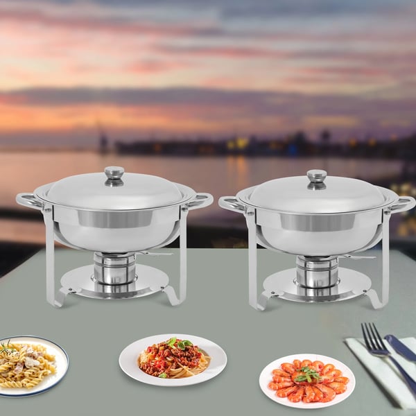 Buffetlämmitin, chafing dish -setti 4,5 l, punainen, ruostumatonta terästä, alkoholipolttoinen