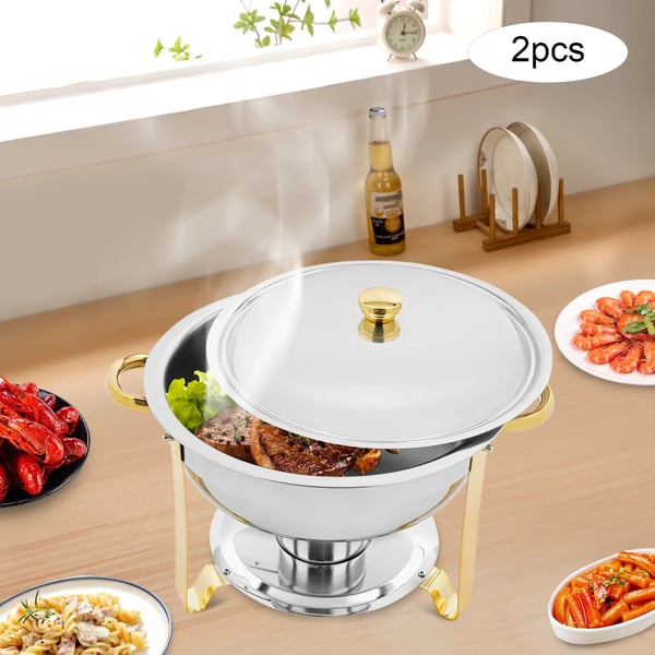 Buffetlämmitin, chafing dish -setti 4,5 l, punainen, ruostumatonta terästä, alkoholipolttoinen