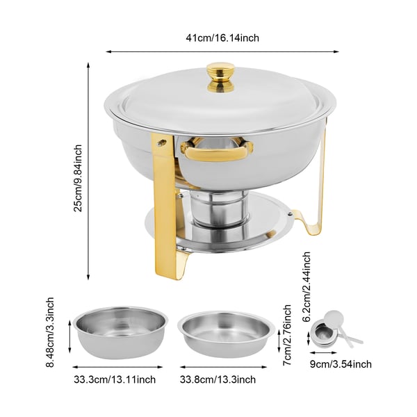 Buffetlämmitin, chafing dish -setti 4,5 l, punainen, ruostumatonta terästä, alkoholipolttoinen