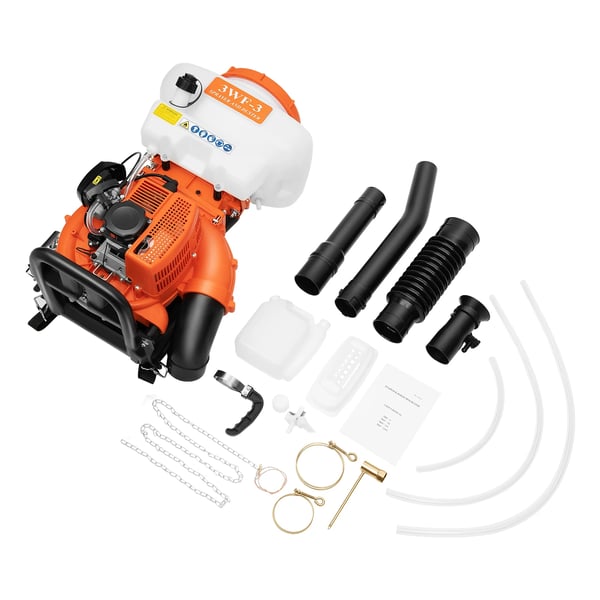 Selkäsuihkutin, bensiinikäyttöinen 2-tahtimoottori 41,5 cc, 3,7 gal tilavuus, 7500 rpm, oranssi/musta