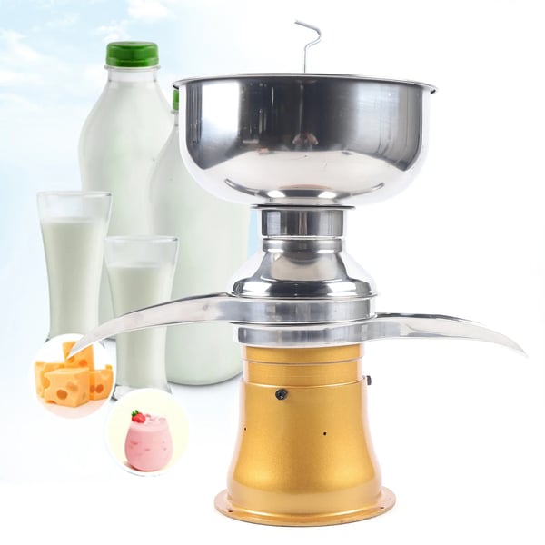 Flødesseparator til mælk - Elektrisk centrifuge - 50 l/t kapacitet - Rustfrit stål - Til hjem og erhverv - Gul