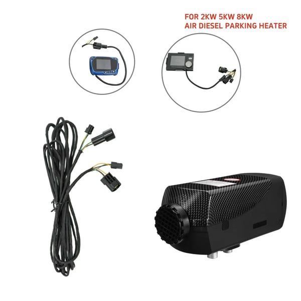 Bil dieselvarmer - LCD-forlængerkabel - 12 V - Til 2 kW/5 kW/8 kW - Display/kontakt - Grå