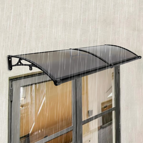 Entrétag - Dørtag - PVC-plade - Aluminiumlegering - 200×60 cm - 200 kg bæreevne - −35–120°C - Nem montering - Ravfarvet & Sort