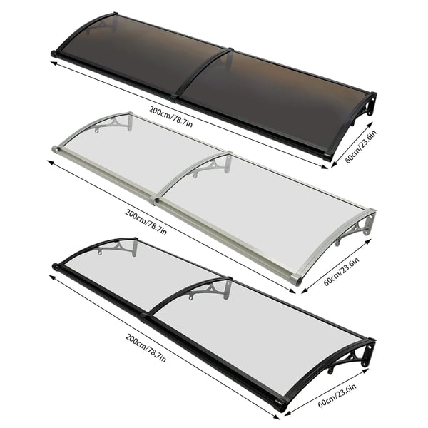 Entrétag - Dørtag - PVC-plade - Aluminiumlegering - 200×60 cm - 200 kg bæreevne - −35–120°C - Nem montering - Ravfarvet & Sort