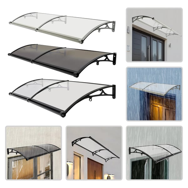 Entrétag - Dørtag - PVC-plade - Aluminiumlegering - 200×60 cm - 200 kg bæreevne - −35–120°C - Nem montering - Ravfarvet & Sort