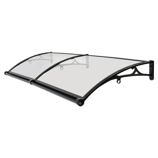 Ovikatos - Katossuoja - 200×60 cm - Kirkas PVC - Musta alumiinirunko - 200 kg kantavuus - −35–120 °C - UV- ja säänsuoja