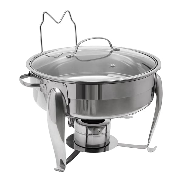 Tarjoilulämmitin Buffetlämmitin - Pyöreä Alkoholipoltin - 6 l - Lasikansi - Ruostumaton Teräs - Buffet & Juhlat