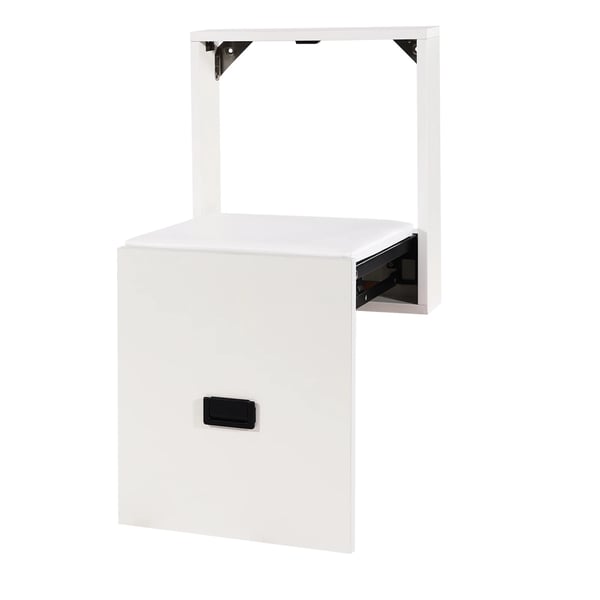 Väggmonterad hopfällbar skostol, vit, platsbesparande, stadig sits, 150 kg/330 lb maxbelastning