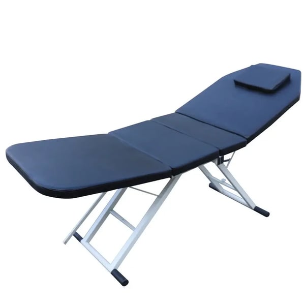 Massagebriks - Massageseng - Tredelt - Sammenklappelig - 182 x 60 cm - Fast højde 60 cm - PVC-betræk - 22 kg - Sort