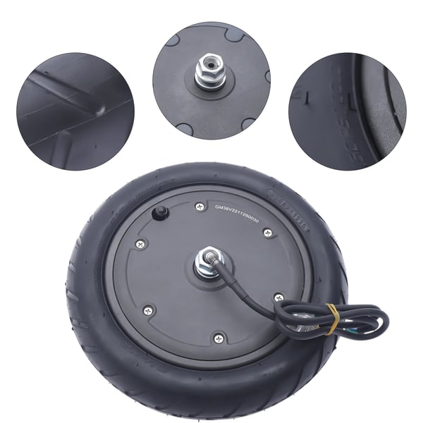 Motorhjul för elscooter/elcykel/rullstol - Borstlös navmotor - 36 V, 350 W, IP54, 600 rpm, 100 kg - Svart
