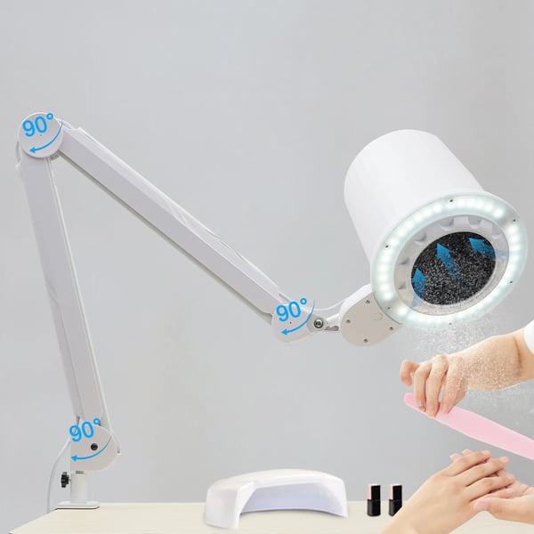 Neglestøvsuger - Professionel 55 W - Skyggefri LED-lampe 2-i-1 - Justerbar Sugeeffekt - Dobbeltspænding 100–240 V - EU-standard - Hvid