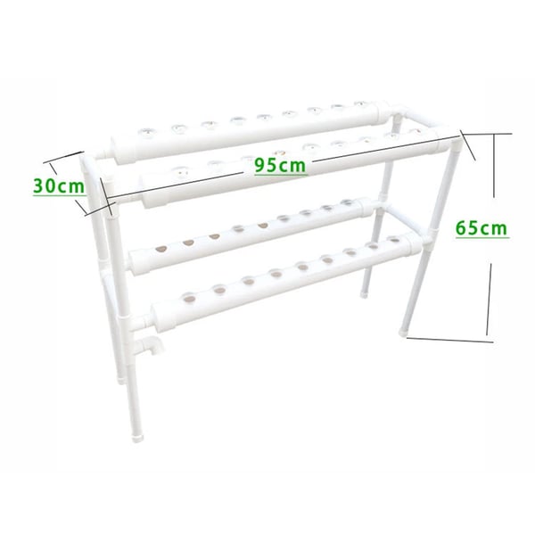 Hydroponinen kasvatuspaketti - 36 reiän järjestelmä - Kaksi tasoa - Reikä Ø32 mm - Pumppu 220V/50Hz - Säiliö ei sisälly - Vaaleanharmaa