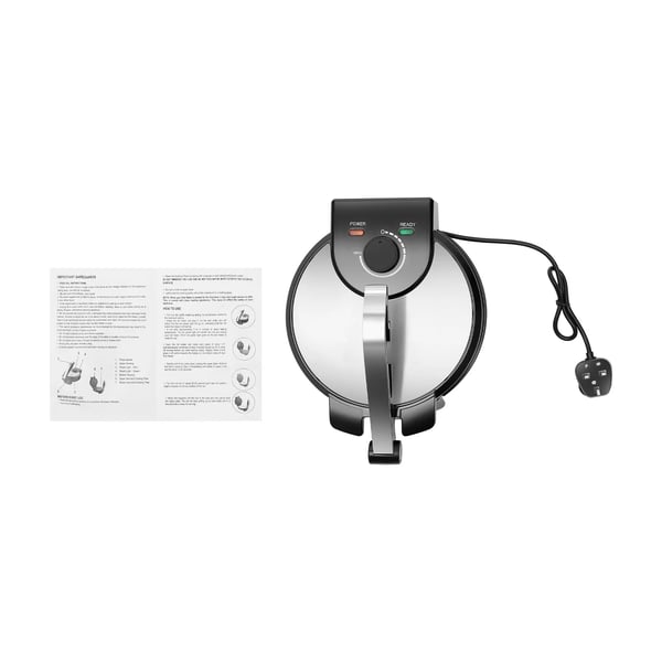 Elektrisk roti- og pandekagepresse - EU-stik - Effekt 1200 W - Dobbeltsidet opvarmning - Non-stick - Max 230 °C - Rustfrit stål - Chokolade