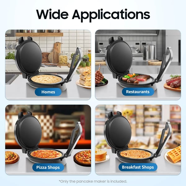 Elektrisk roti- og pandekagepresse - EU-stik - Effekt 1200 W - Dobbeltsidet opvarmning - Non-stick - Max 230 °C - Rustfrit stål - Chokolade