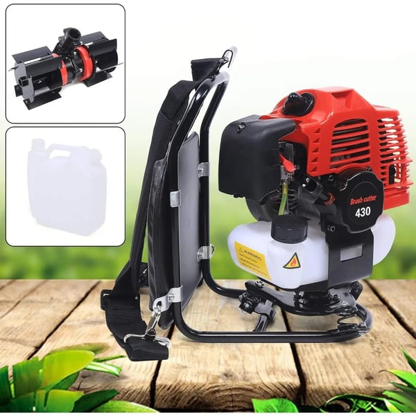 Ryggburen Röjsåg/Grästrimmer - Bensindriven - 43 cm³, 1,7 HP, 2‑Takt, Luftkyld, 4500–8500 rpm - Svart
