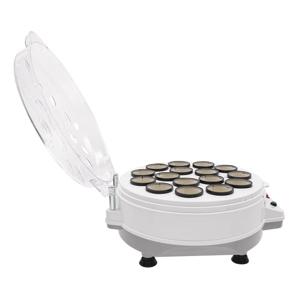 Automatisk billardkuglerenser, 180 W 1000 o/min, til 16 kugler, uldfilt, EU-stik, hvid rund design