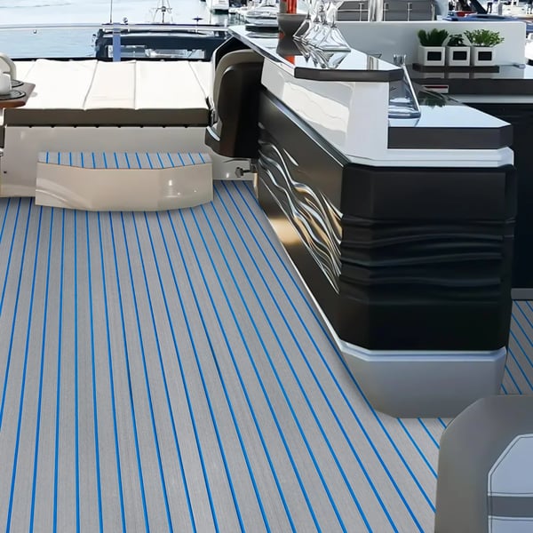 EVA-vaahto teak-kansimatto, veneen lattia, 240x90 cm, tekotiiikki, sininen