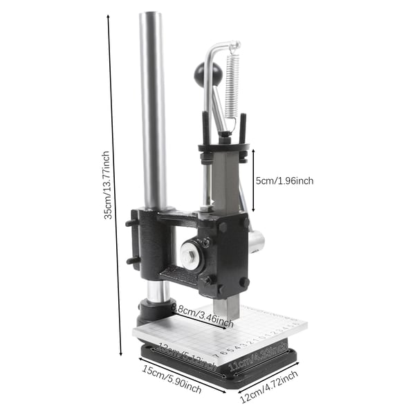 Manuel læderpresse, bordpresse, 0–16 cm justerbar højde, til hulning, prægning & stansning, sort