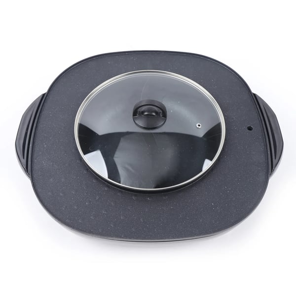 Elektrisk hotpot med grill, 4000 W bordsgryde, 2 effekttrin, 3–4 l, non-stick belægning, til hjemme-BBQ og hotpot