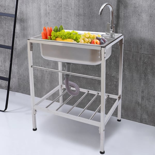 Diskho - Enkelskål - Rostfritt Stål - Rektangulär - Övermonterad - Med Blandare - 1 Hål - Silver