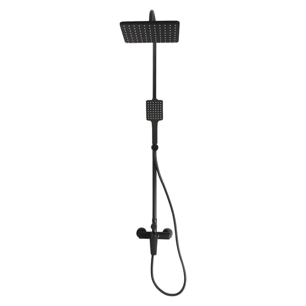 Guldfarvet vægmonteret brusesystem, topbruser 8,6x21,6 tommer, højdejusterbar, slange i rustfrit stål, silikondyser