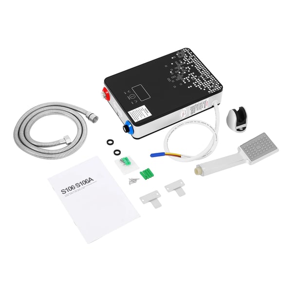 Elektrisk gennemstrømsvandvarmer 6500 W 220 V, køkken-/badeværelsesarmatur, digitalt display, automatisk temperaturstyring, sort