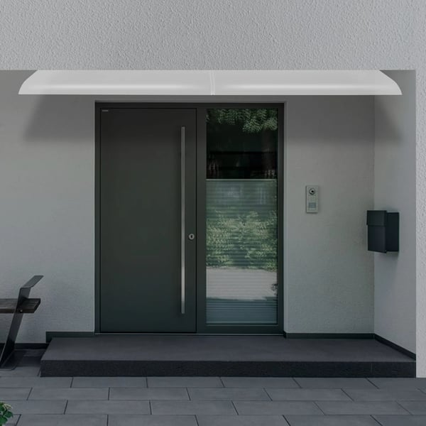 Dørtag/Overdækning - Vægmonteret - Mål 200 x 40 cm - PET-plade 3,5 mm - Rustbestandig, UV- og vejrbestandig - Hvid
