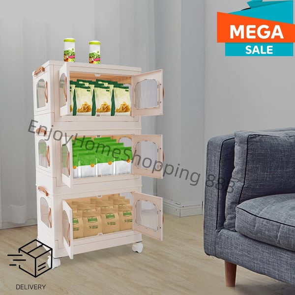 Køkkenorganizer - Opbevaringsreol - 3 niveauer - Fritstående gulvmodel - Ikke-foldbar - Størrelse M - Hvid