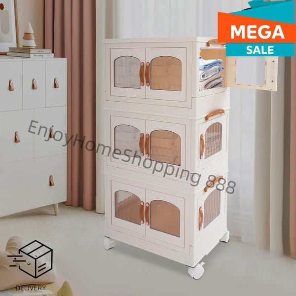 Køkkenorganizer - Opbevaringsreol - 3 niveauer - Fritstående gulvmodel - Ikke-foldbar - Størrelse M - Hvid