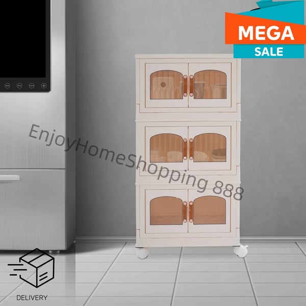 Køkkenorganizer - Opbevaringsreol - 3 niveauer - Fritstående gulvmodel - Ikke-foldbar - Størrelse M - Hvid