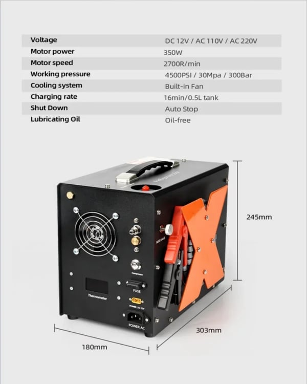 Højtryks luftkompressor - Elektrisk multitrins, centrifugal - 220V EU-stik - CE-certificeret