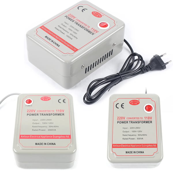 Spændingsomformer - Nedtransformator - 230–250V til 100–120V - 500W effekt - EU-stik - CE-certificeret - Guld