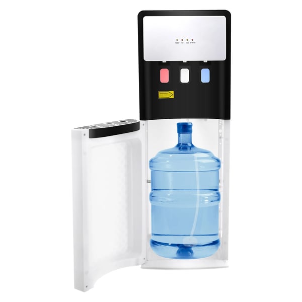 Vanddispenser - Gulvstående - Bundpåfyldt - Varm & Kold - Kapacitet 2 L/t Kold, 5 L/t Varm - 220V EU-Stik - Hvid