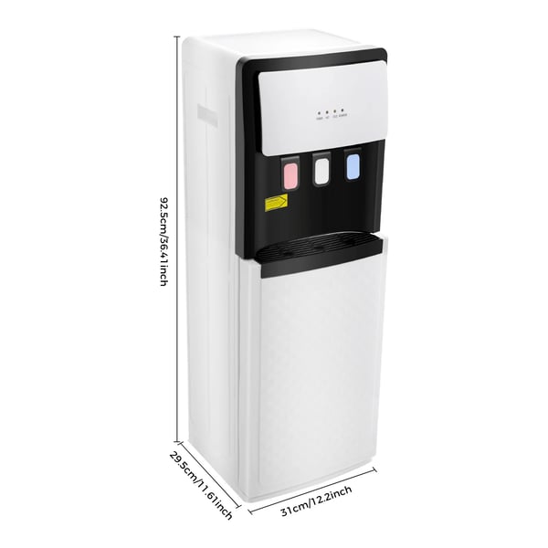 Vanddispenser - Gulvstående - Bundpåfyldt - Varm & Kold - Kapacitet 2 L/t Kold, 5 L/t Varm - 220V EU-Stik - Hvid