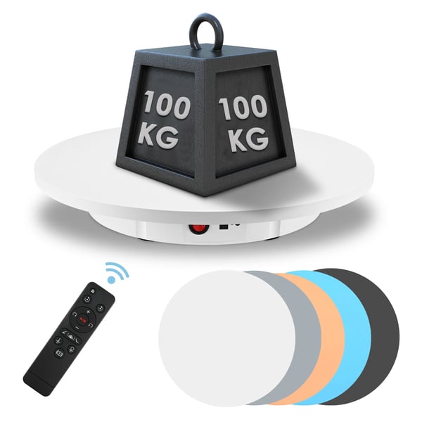 Roterende display - Elektrisk 360° drejeskive - Diameter Ø 42 cm - Bæreevne 100 kg - Fjernbetjening - Til foto video - Smykker og ure - Orange