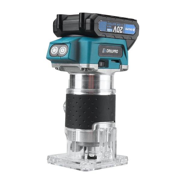Overfræser - Kantfræser 18V - Børsteløs Motor, 30000 omdr./min, 6,35 mm spændetang, 440 W, Uden Batteri - Brun