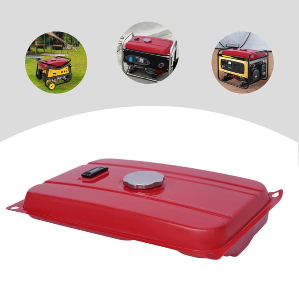 Brændstoftank til generator - Reservedel - Universal pasform - Kapacitet 5 gallon (ca. 19 l) - Med brændstoffilter - Brændstofhane - Rød