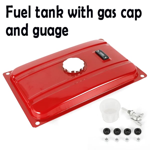 Brændstoftank til generator - Reservedel - Universal pasform - Kapacitet 5 gallon (ca. 19 l) - Med brændstoffilter - Brændstofhane - Rød