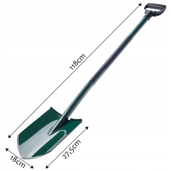 Havespade - Skovl - Skarp Spids - 118 cm - Metalblad - Ergonomisk Greb