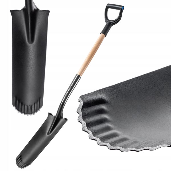 Havespade - Drænspade - Smal klinge - Langt skaft - Skarp spids - Samlet længde 124 cm