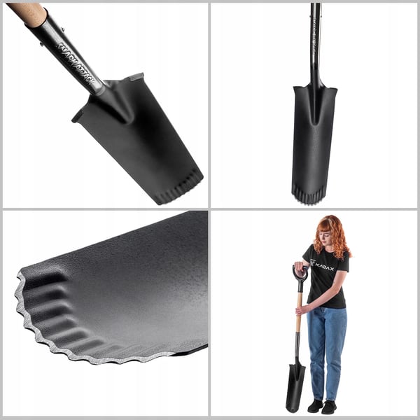 Havespade - Drænspade - Smal klinge - Langt skaft - Skarp spids - Samlet længde 124 cm