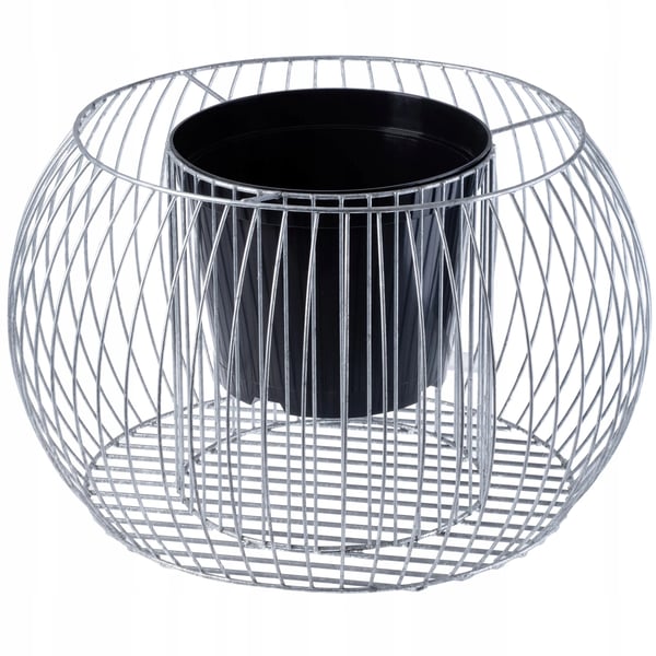 Gabion - Plantekrukke - Rund - Stål - 53 cm - Sølv